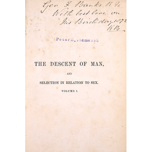 54 - Charles Darwin The Descent of Man and Selection in Relation to Sex Eighth thousand, vol I only, orig... 