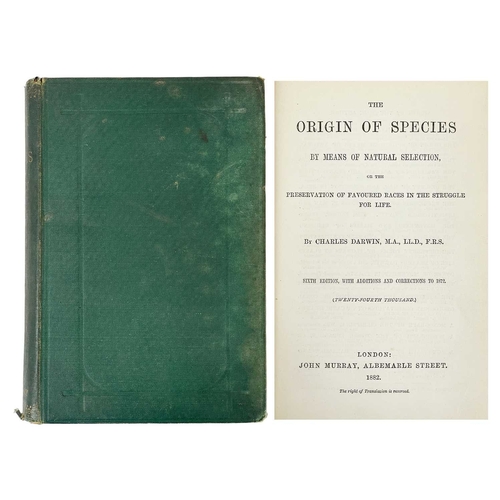 54A - Charles Darwin Origin of the Species by Means of Natural Selection Sixth edition, Original green clo... 