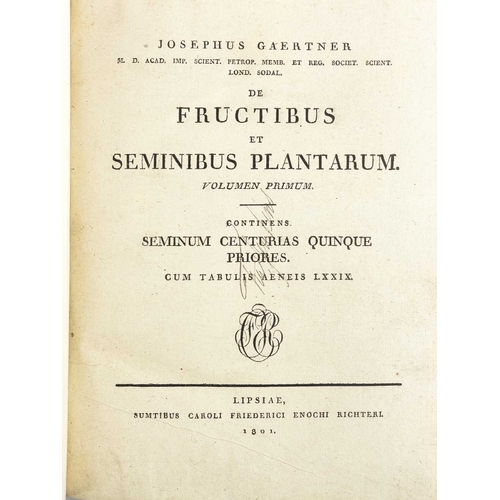 8 - (Botany) Josephus Gaertner De fructibus et seminibus plantarum Three volumes, two hundred and fiftee... 