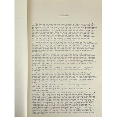 81 - (The Gilbert and Ellice Islands Colony) Captain E. V. Ward 'Sailing Directions. Navigation in and be... 