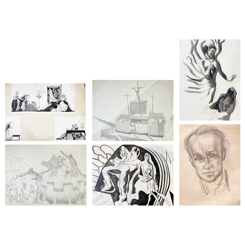 1032 - Arthur WRAGG (1903-1976) A portfolio of studies, preporatory sketches and ideas and partly finished ... 