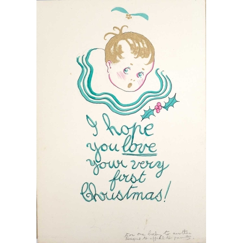 1046 - Arthur WRAGG (1903-1976) Two Christmas Card designs Each mixed media with pencil inscriptions, 26.5c... 