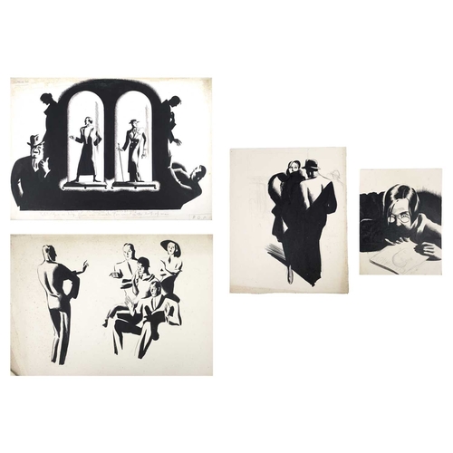 1054 - Arthur WRAGG (1903-1976) Four illustrations, including one from 'The Psalms of Modern Life' Each pen... 