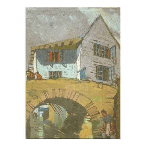 1064 - Frederick ROBERTS JOHNSON (1900-1986) House on Props, Polperro Pastel on paper, signed, 30.5cm x 22c... 