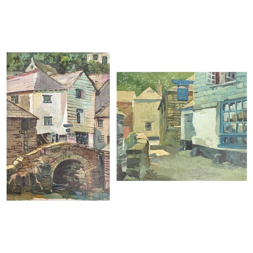 1069 - Frederick ROBERTS JOHNSON (1900-1986) Two Views of The House on The Props, Polperro Oil on board, 35... 