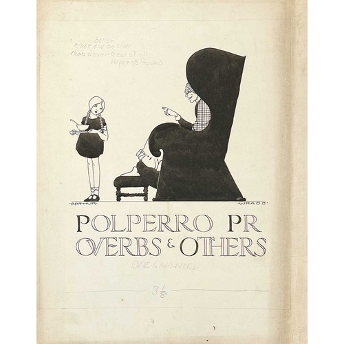 1076 - Arthur WRAGG (1903-1976) 'Polperro Proverbs and Others' Book Cover Illustration Watercolour and pen ... 