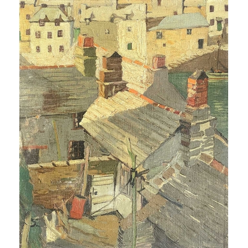 1080 - Frederick ROBERTS JOHNSON (1900-1986) Polperro Rooftops Oil on board, 35.5cm x 30cm. Frederick Rober... 