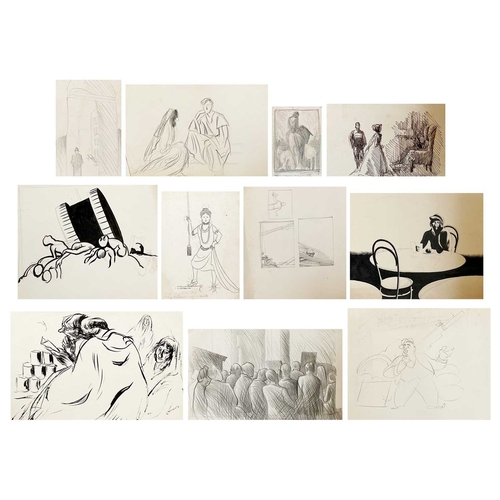 1088 - Arthur WRAGG (1903-1976) Sketches and preliminary studies including war propaganda Mostly unfinished... 