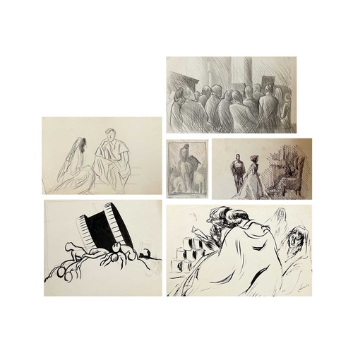 1088 - Arthur WRAGG (1903-1976) Sketches and preliminary studies including war propaganda Mostly unfinished... 