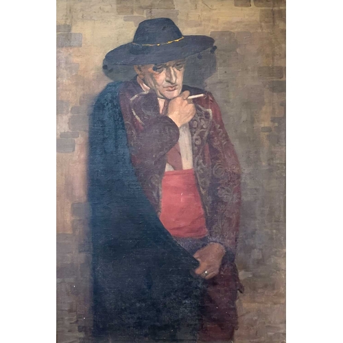 1091 - Frederick ROBERTS JOHNSON (1900-1986) Man in Red Tuxedo Smoking a Cigarette Oil on board, 101.5cm x ... 