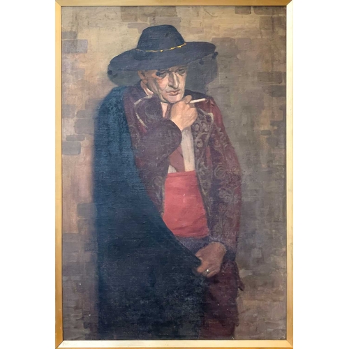 1091 - Frederick ROBERTS JOHNSON (1900-1986) Man in Red Tuxedo Smoking a Cigarette Oil on board, 101.5cm x ... 