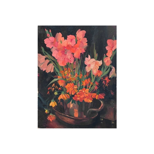 1099 - Frederick ROBERTS JOHNSON (1900-1986) Floral Study in Copper Jug Oil on board, 76cm x 60.5cm. Freder... 