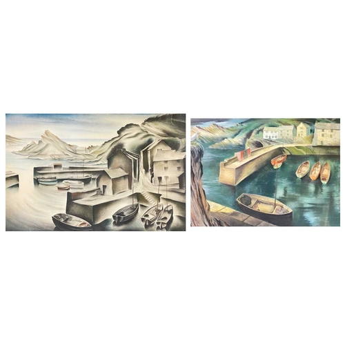 1108 - Frederick ROBERTS JOHNSON (1900-1986) Two Polperro views Each pastel on paper, 58.5cm x 91.5cm and 5... 