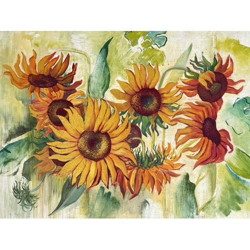 1124 - Frederick ROBERTS JOHNSON (1900-1986) Sunflowers Two works, each oil on board, each 61cm x 46cm (2) ... 