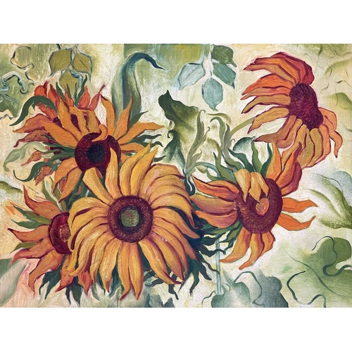 1124 - Frederick ROBERTS JOHNSON (1900-1986) Sunflowers Two works, each oil on board, each 61cm x 46cm (2) ... 