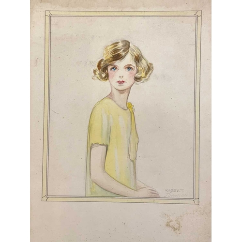 1131 - Frederick ROBERTS JOHNSON (1900-1986) A portfolio of works Including a mixed media portrait of novel... 