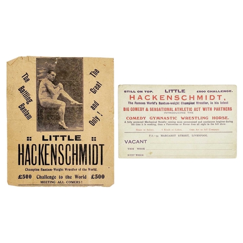 114 - (Wrestling) Little Hackenschmidt ‘Champion Bantam Weight Wrestler of the World’ Programme for Birmin... 