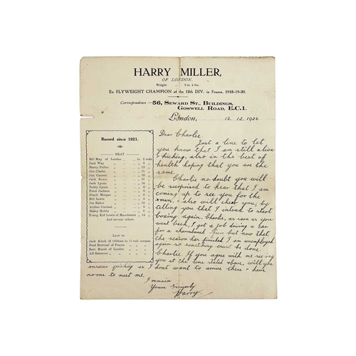 116 - (Boxing) Miller boxing family ephemera Residual boxing, employment and war service memorabilia of th... 