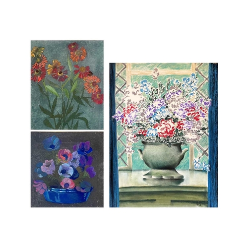 1173 - Frederick ROBERTS JOHNSON (1900-1986) Three floral works Three pastel works, two on card and one on ... 