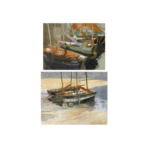 1174 - Frederick ROBERTS JOHNSON (1900-1986) Two fishing boat studies Each pastel on card, one signed, 31cm... 