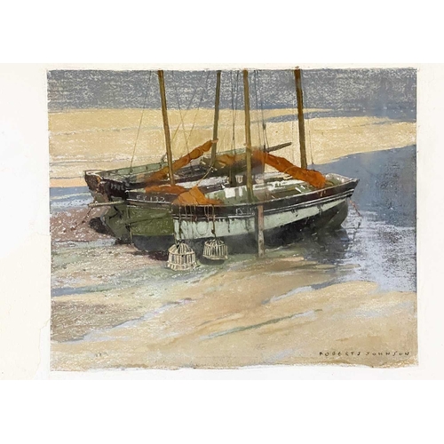 1174 - Frederick ROBERTS JOHNSON (1900-1986) Two fishing boat studies Each pastel on card, one signed, 31cm... 