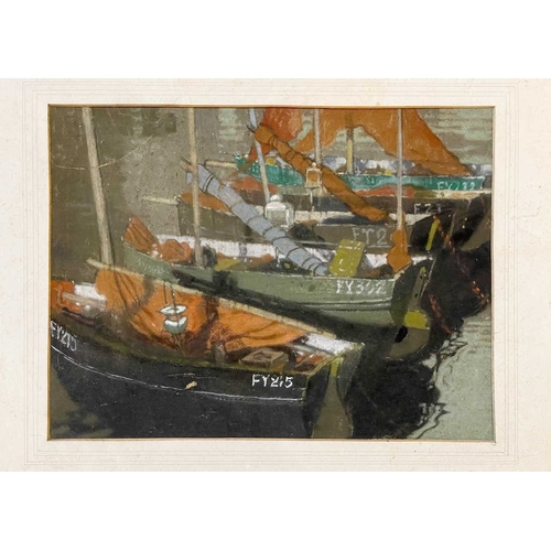 1174 - Frederick ROBERTS JOHNSON (1900-1986) Two fishing boat studies Each pastel on card, one signed, 31cm... 