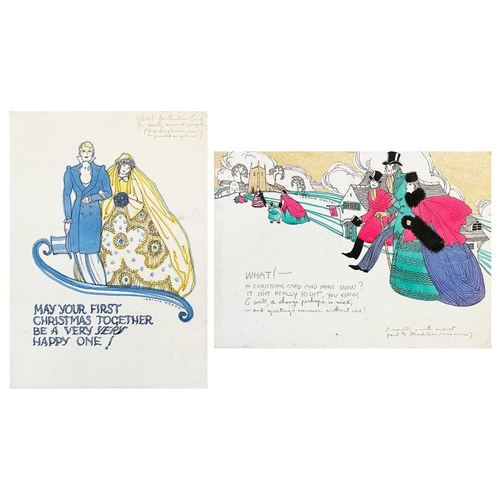 1188 - Arthur WRAGG (1903-1976) Two Christmas card designs Each pen and watercolour, both containing verse ... 