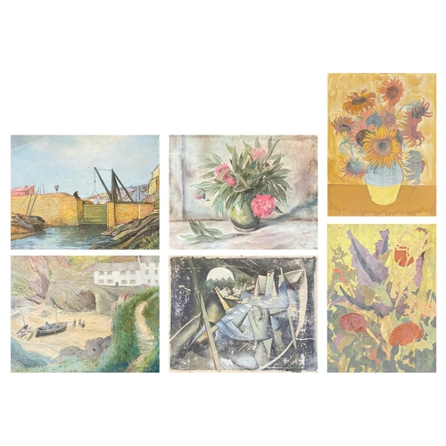 1201 - Frederick ROBERTS JOHNSON (1900-1986) Six Works Mixed media, inlcuding oils and pastel, each on boar... 