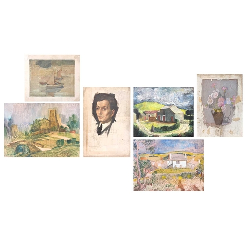 1203 - Frederick ROBERTS JOHNSON (1900-1986) Six Works MIxed media, including oils and watercolour, two sig... 