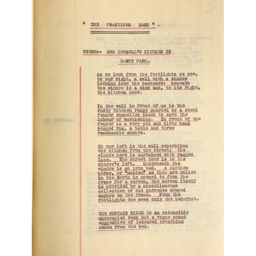 1206 - Walter GREENWOOD (1903-1974) The Practiced Hand playscript A marked copy of the one act play, togeth... 