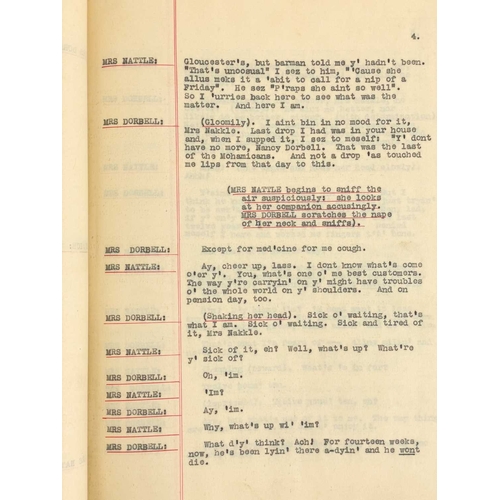 1206 - Walter GREENWOOD (1903-1974) The Practiced Hand playscript A marked copy of the one act play, togeth... 