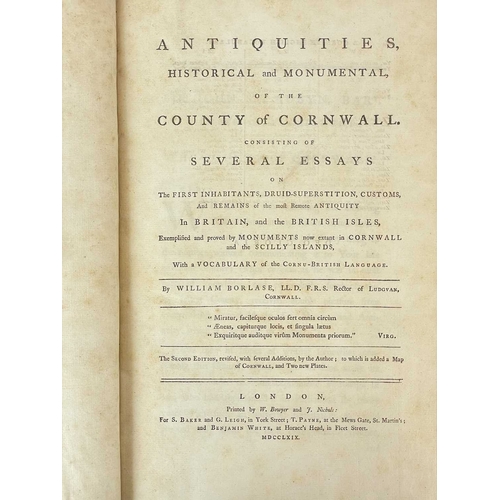 200 - (Cornwall) William Borlase  'Antiquities, Historical and Monumental, of the County of Cornwall,' 'Co... 