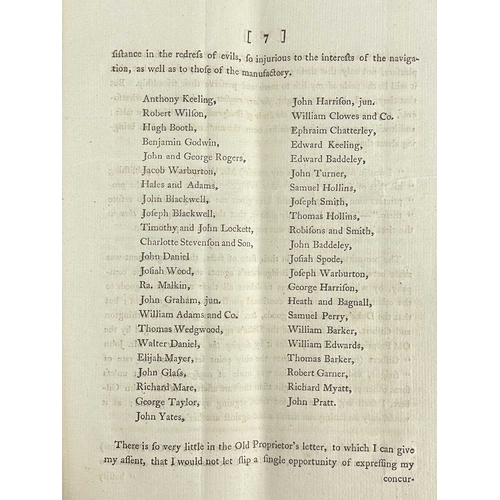 21 - Josiah Wedgwood A Letter to a Respectable Proprietor of the Navigation from The Trent to The Mersey ... 