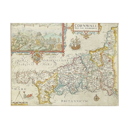 241 - (Cornwall) Saxton (Christopher & Kip William) Cornwall olim pars Danmoniorum Hand-coloured engraved ... 