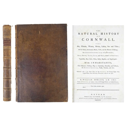 245 - William Borlase The Natural History of Cornwall First edition, contemporary full calf, morocco label... 