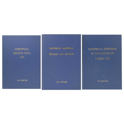 247 - (Cornwall) T. L. Stoate. 'Cornwall Manorial Rentals and Surveys,' uniform blue cloth with gilt lette... 