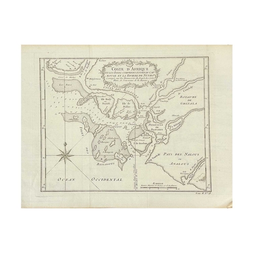 254 - (Indian Ocean and Africa) Jacues-Nicolas Bellin (1703-1772) Nine copper engraved maps J. Cary after ... 