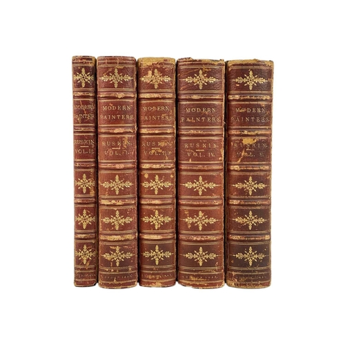 291 - (Bindings) John Ruskin Modern Painters Five volumes, vol I seventh edition, vol II fifth edition, vo... 