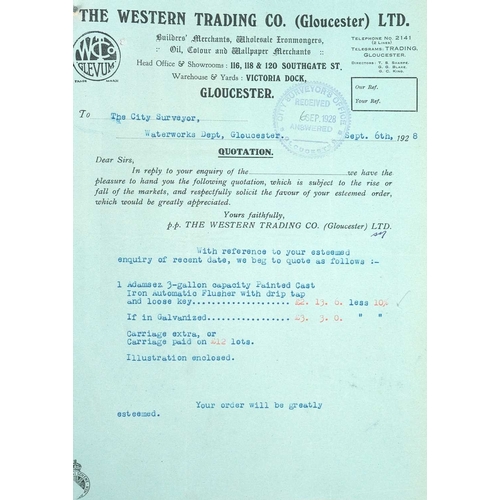 296 - The Gloucester Corporation, Guild Hall, Gloucester Large ledger of invoices, tenders, quotes etc. A ... 