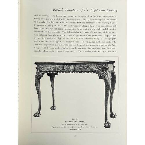 304 - Seven works Herbert Cescinsky. 'English Furniture of the Eighteenth Century,' three volumes, folio, ... 