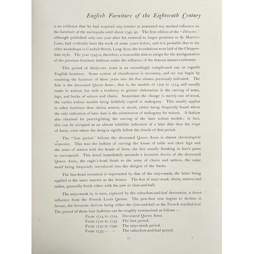 304 - Seven works Herbert Cescinsky. 'English Furniture of the Eighteenth Century,' three volumes, folio, ... 
