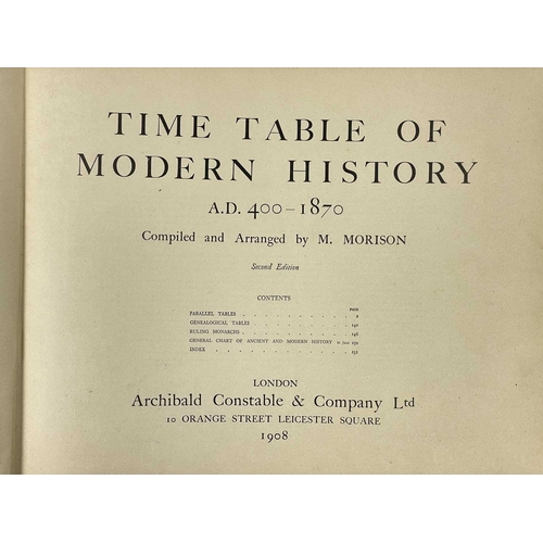 305 - M. Morison (compiler) Time Table of Modern History A.D. 400-1870 Second edition, oblong folio, cloth... 