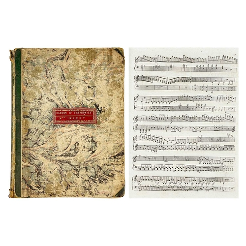 345 - (Sheet Music) Haydn’s 12 Symphonies [18th Century] Half morocco with marbled boards, rubbed and bump... 