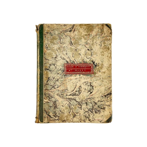 345 - (Sheet Music) Haydn’s 12 Symphonies [18th Century] Half morocco with marbled boards, rubbed and bump... 