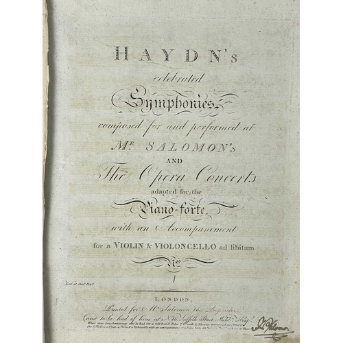 345 - (Sheet Music) Haydn’s 12 Symphonies [18th Century] Half morocco with marbled boards, rubbed and bump... 