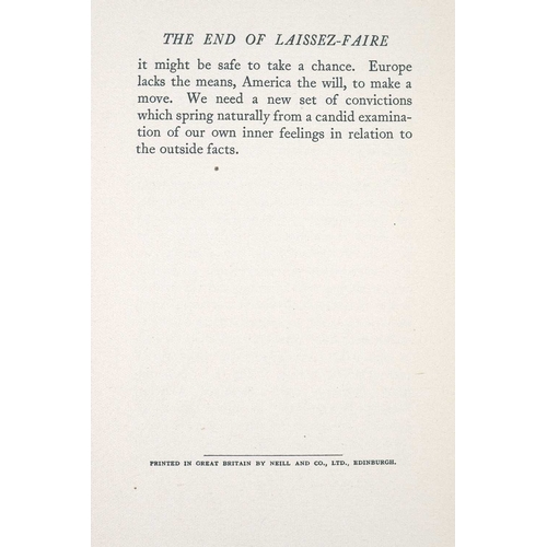 351 - John Maynard Keynes The End of Laissez-Faire First edition, original cloth backed boards sun bleache... 