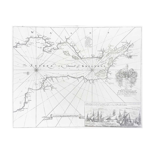 438 - Capt. Greenville Collins Sea Chart. [The Severn or Channel of Bristol] Copper engraved map with the ... 