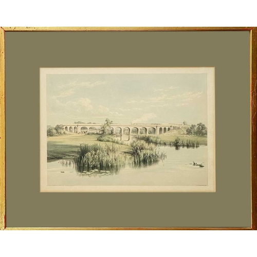 439 - (Railway) John Bourne Seven framed colour & B+W lithographs Including Bristol Goods Shed, Bridge of ... 