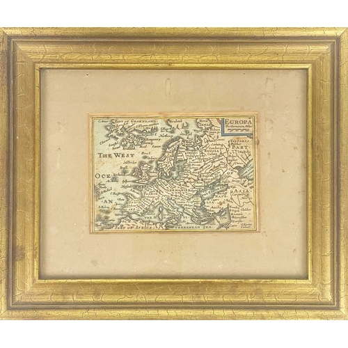 441 - P. van den Keene (Kaerius) Europa Hand coloured copper engraved map, mounted and framed, 9cm x 12.5c... 