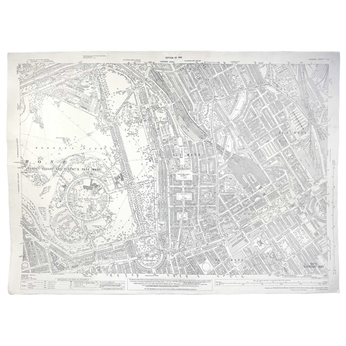 447 - (London) Ordinance Survey, Edition of 1916, London Sheet V.5 Revised in 1919, showing Regents Park a... 